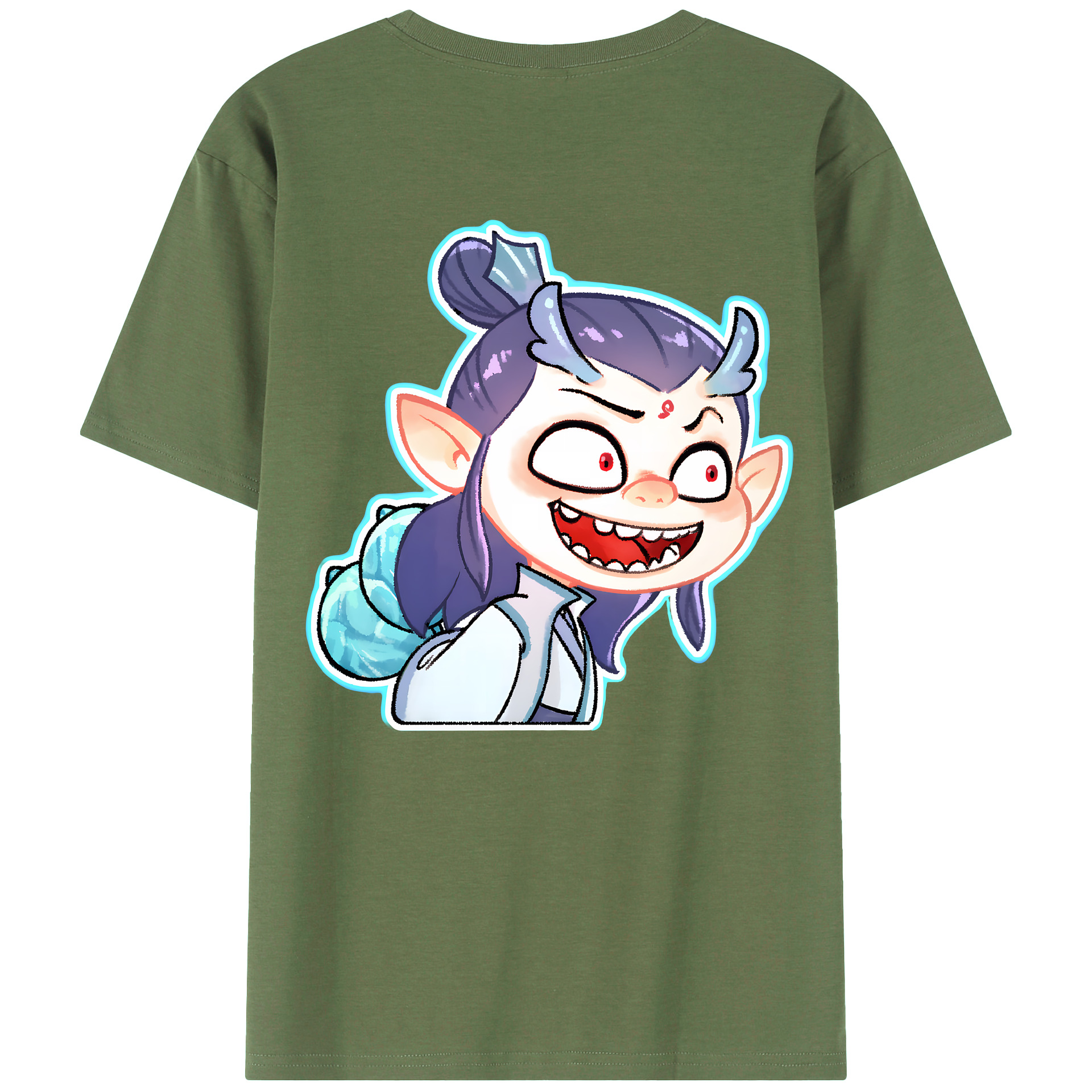 （画像用） Ne Zha 2 ナタ 魔童の大暴れ 綿100％ メンズ半袖Tシャツ（バックプリント） 通気性